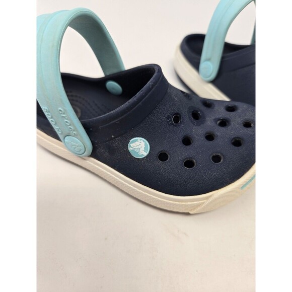 CROCS NAVY BLUE & SKY BLUE SLIP ON SHOES CHILDREN KIDS YOUTH SIZE 6 7 SCHOOL - Picture 9 of 12